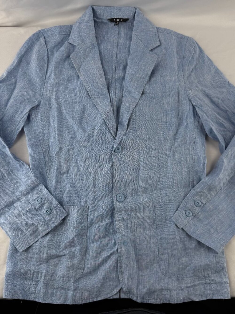 ADOR Men's Blue Linen Blend Casual Sport Coat Blazer Jacket Size S Small